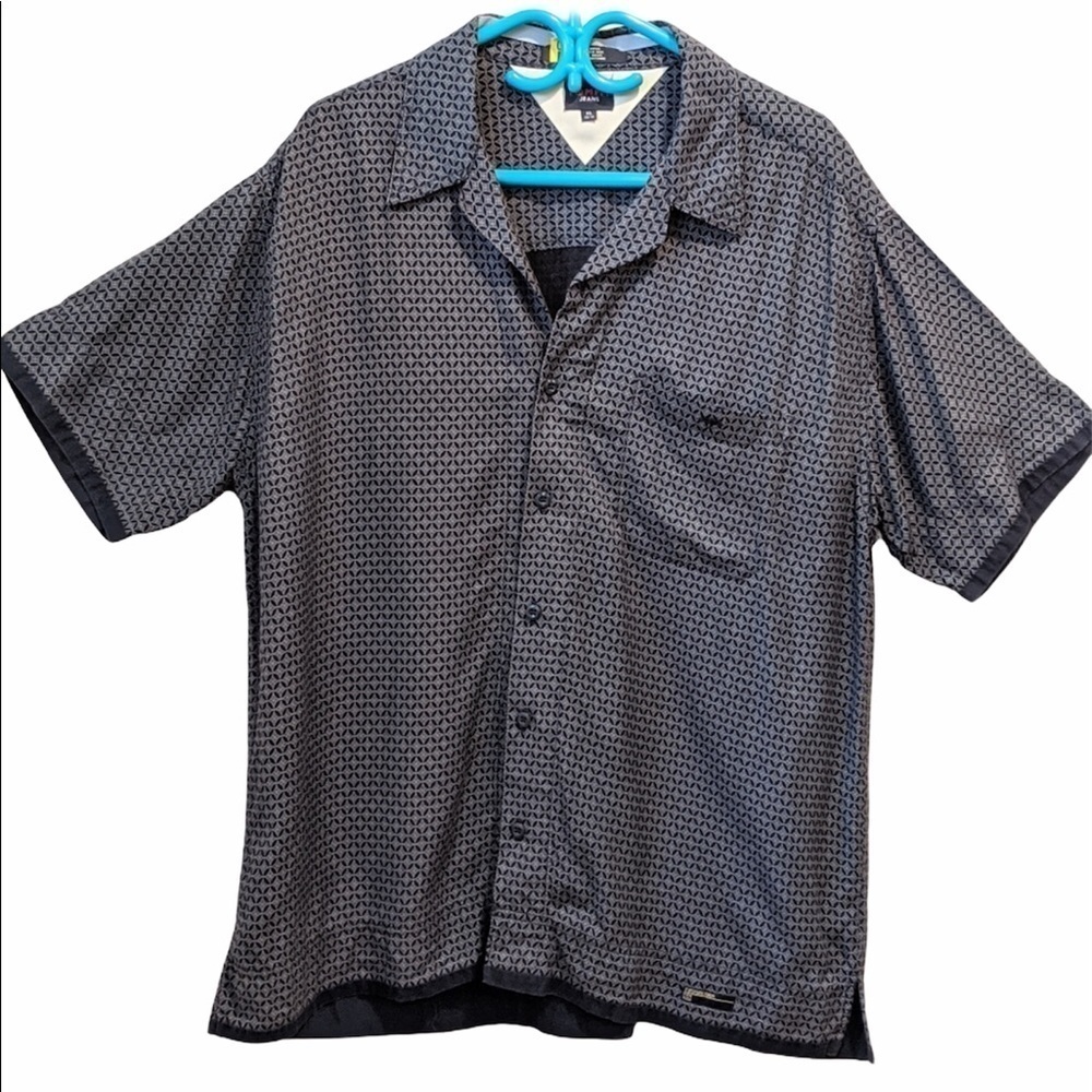 2/$20 Tommy Jeans navy blue Print button front shirt XL